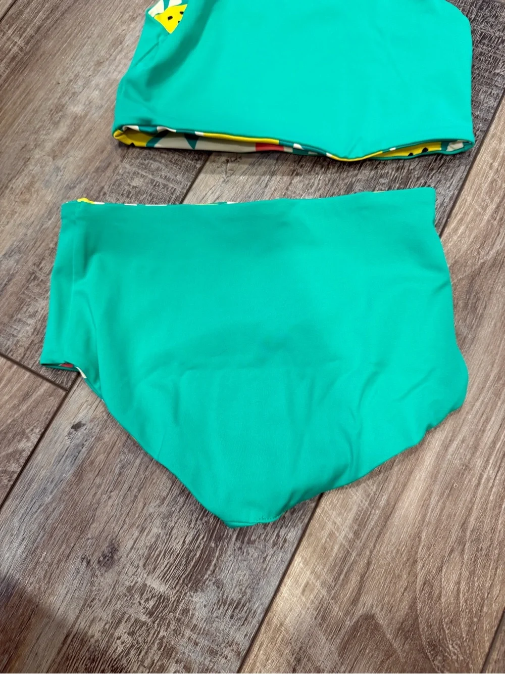 Hanna Andersson Reversible Bikini Lemon/Green Size 6-7